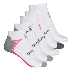 New Spyder Women Linear Half Cushion Socks 5 Pairs White Gray Shoe Size 4-10 NWT
